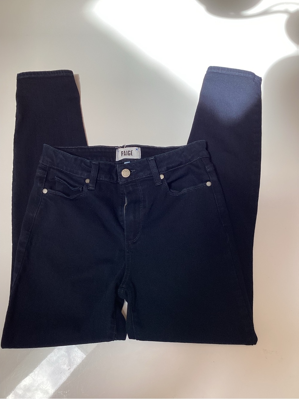 #661 PAIGE women’s Dark wash black/blue Slim fit Jeans. Size 28 - Picture 8 of 11